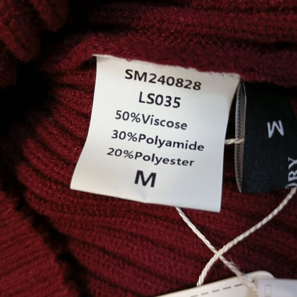 Lillusory Womens Ribbed Turtleneck Sweater Tunic M Burgundy - Picture 3 of 10